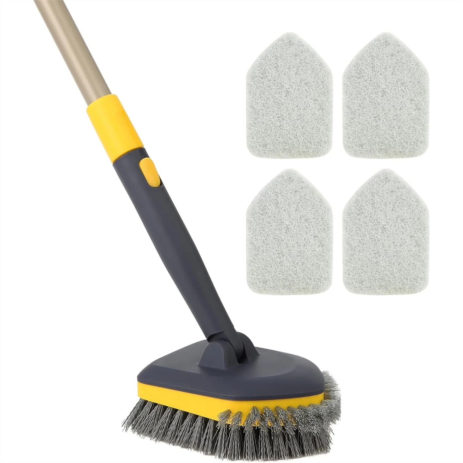 

Tub Tile Scrubber Brush 2 In 1 Cleaning Brush With Telescopic Pole Stiff Edge Bristles 4 Scouring Pads For Bathroom Shower Floor Corner Cleaning Non Scratch 58.2 Inches