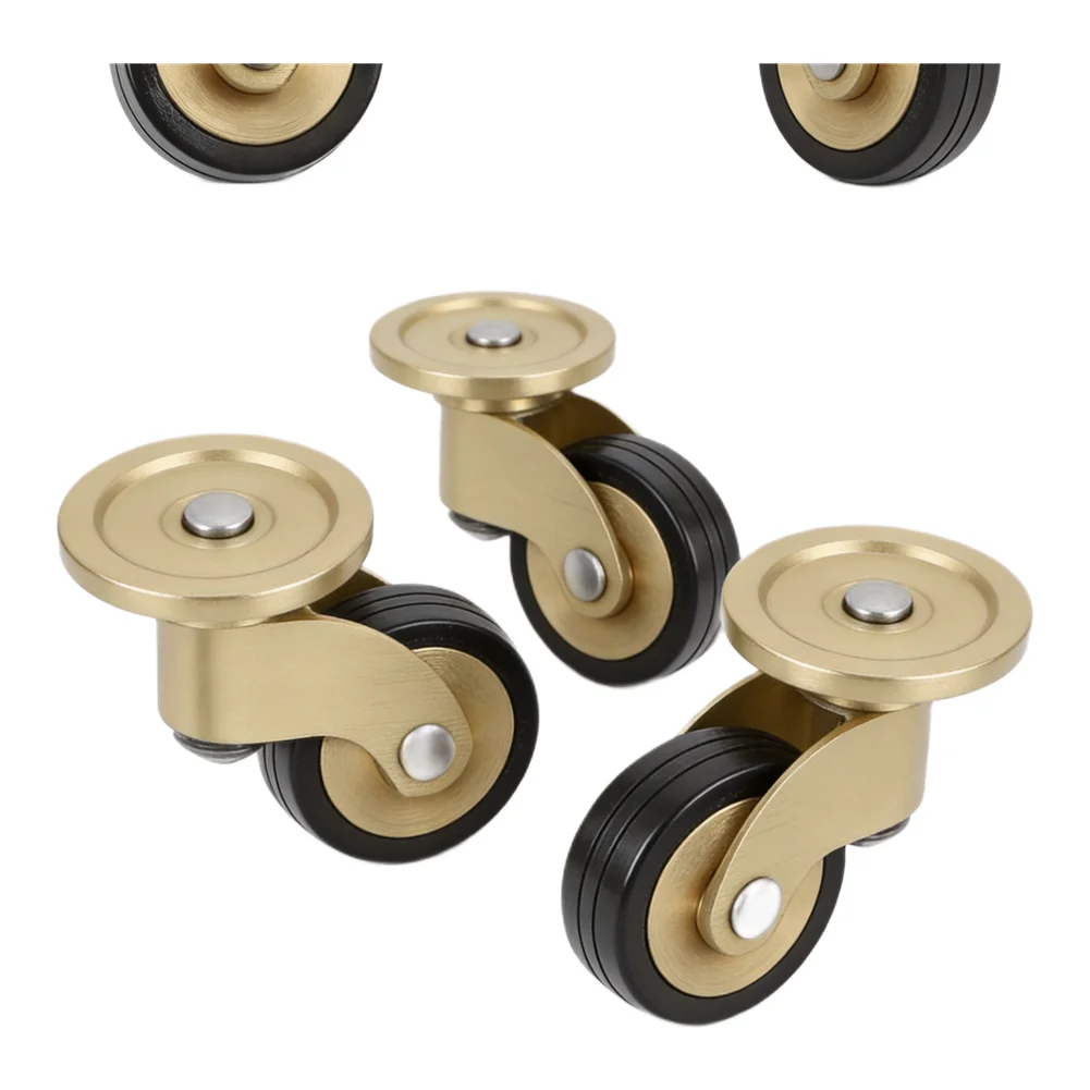 360 Swivel Brass Caster Set 4pcs with Silent Bearings for Indoor Furniture Requiring Durability and Smooth Mobility