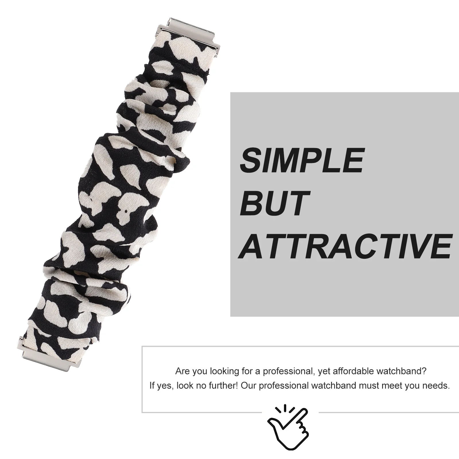 أساور ساعة 20 ملم، أساور معصم بحزام 20 ملم، حزام ساعة سكرانشي لتناسب القماش الأسود