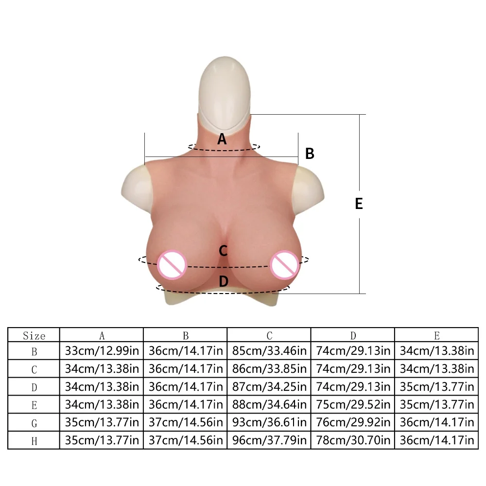 1 Piece Real Silicone Breast Prosthesis Artificial Breast B/C/D/E/G/H Cup for Cross-Dressing, Cosplay, Transvestite