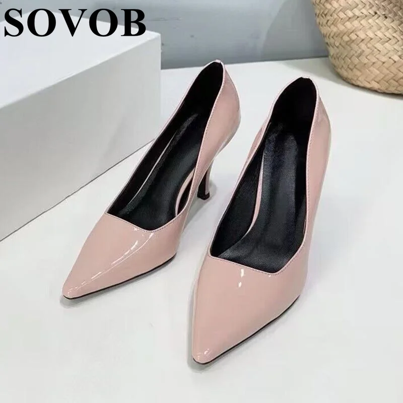 

Spring/Summer Solid Color Lacquer Leather Pointed toe High Heels Women's Shallow Mouth Versatile pumps Office Commuter Shoes