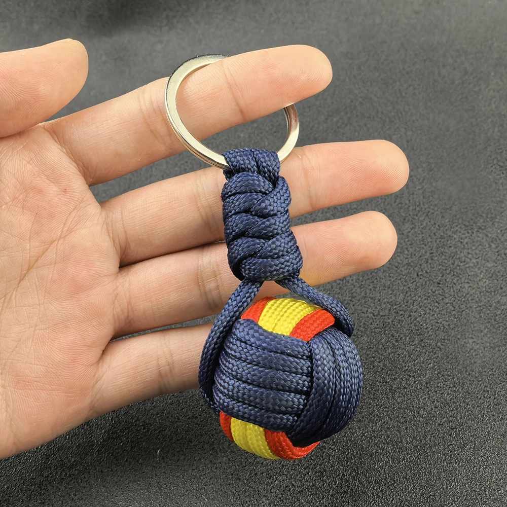 Military Parachute Woven Rope Ball Keychain Lanyard Key Ring Monkey Fist Key Chains Outdoors Survival Tool Jewelry