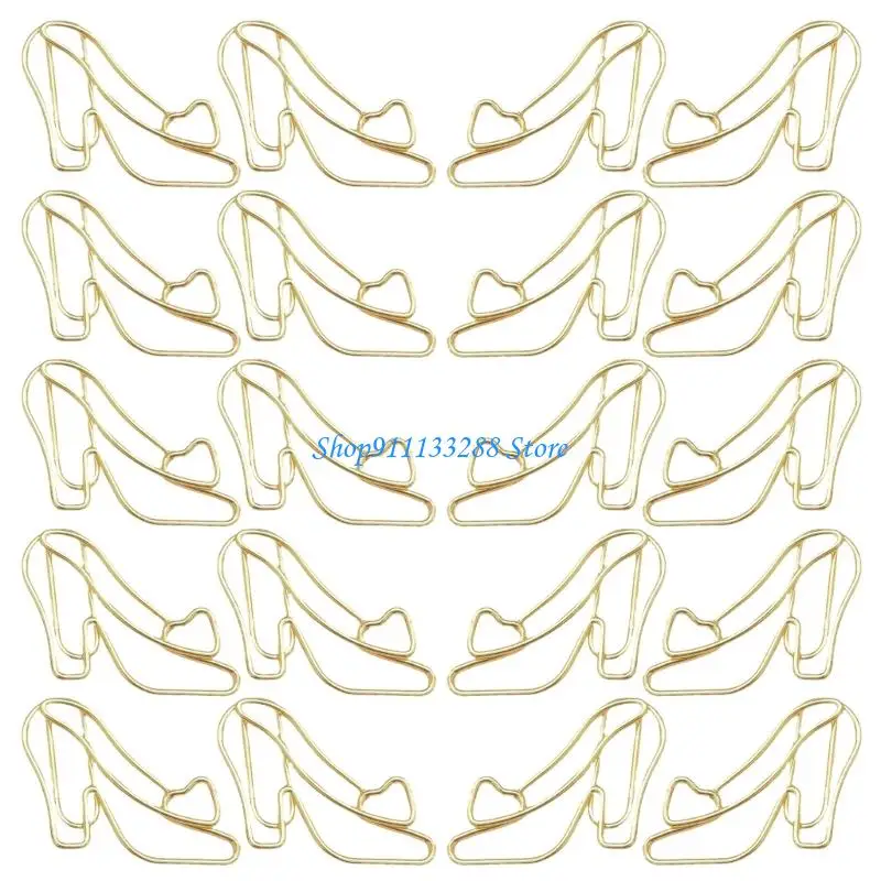 

G88D 20Pcs High Heel Paper Clip 30x24mm for Document Note Card Organization