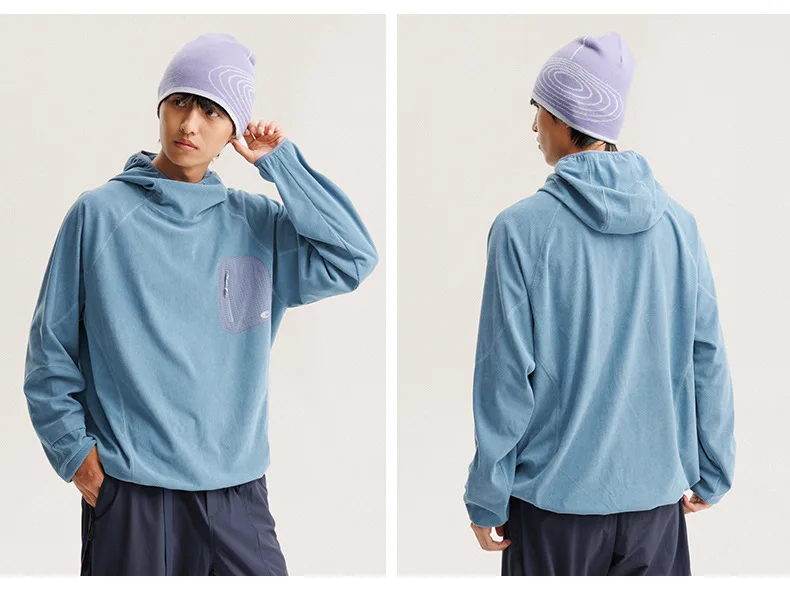 Unisex Leichtgewicht Waffelstruktur Hoodie Schnelltrocknend Langarm T-Shirt Atmungsaktiver Outdoor Sportlicher Pullover für Frühling Herbst – Detail 25