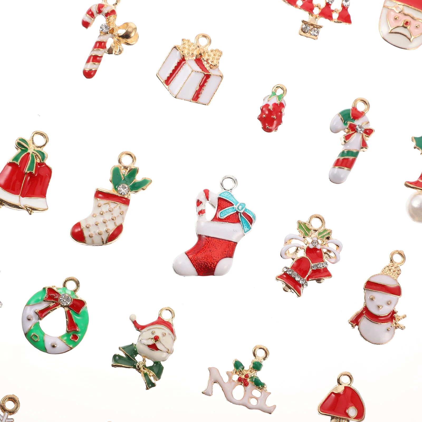 

23Pcs Xmas Pendant Assortment Fine Crafted Alloy Christmas Jewelry Making Kit DIY Keychain Decorative Accessories