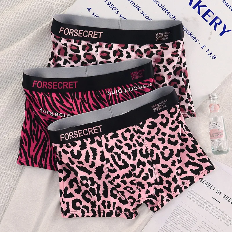 Fashion Men's Underwear Cotton Leopard Printed Panties Comfortable Breathable Soft Boxer Shorts Sexy U Bulge Pouch Underpants