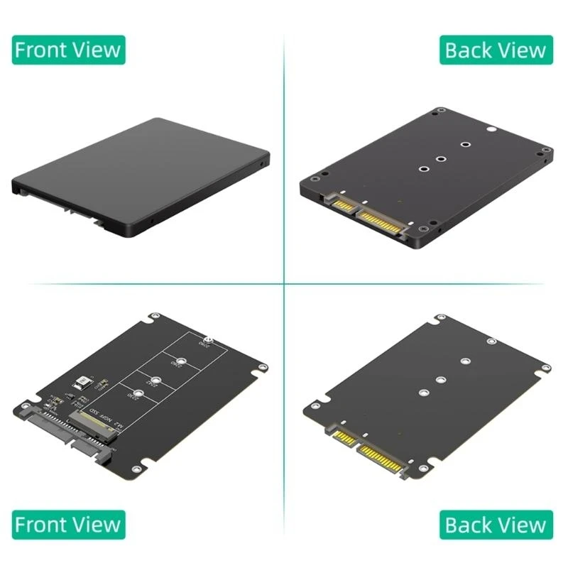 M.2 NGFF to SATA3.0 Adapter Converters with Protective Black Plastic Case for PC Office