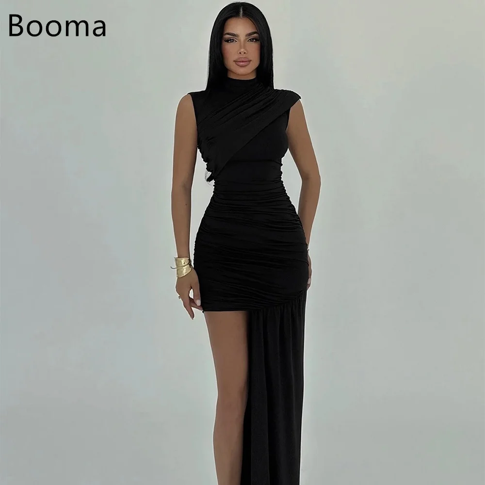 

Booma Elegant Mermaid Mini Pleat Dresses Formal Party Gowns for Women Sleeveless Simple Prom Gown Customize