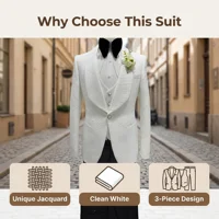 24H Ship High Quality Wedding Suit Set for Groom 3 Pieces Men's Fashion Suits One Button Shawl Neck Blazer Jacket Vest Pants 2