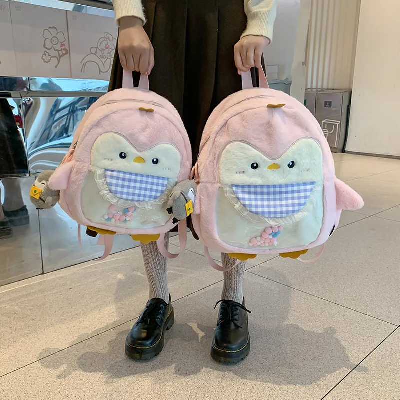 Cartoon Student Backpack Travel Backpack Junior High School Small Backpack Trendy Japanese Cute Penguin Backpack Female