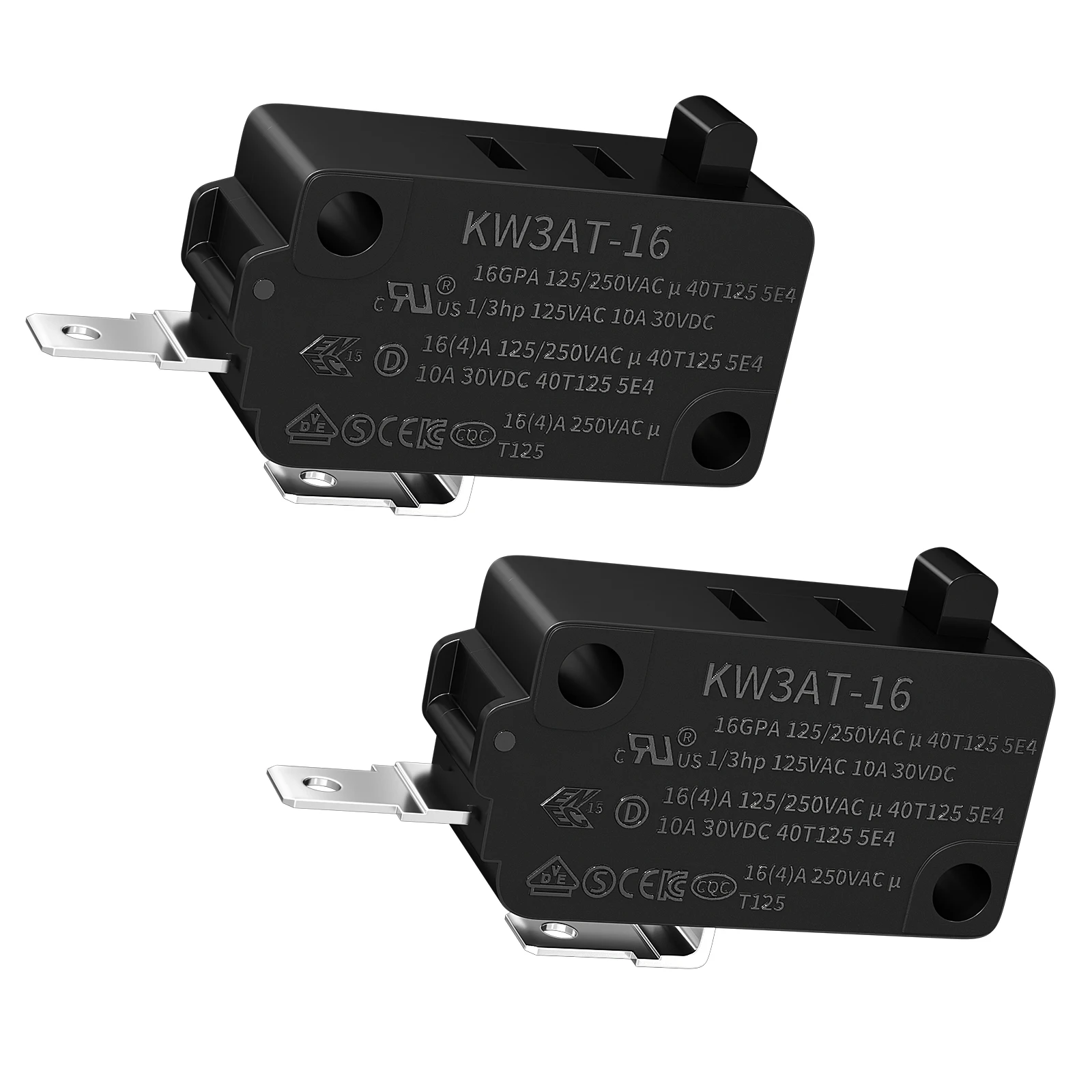 DaiertTek 2PCS Microwave Over Door Switch KW3AT Micro Switch Normally Close Microwave Switch 16A 125VAC/250VAC T125 for Kenmore