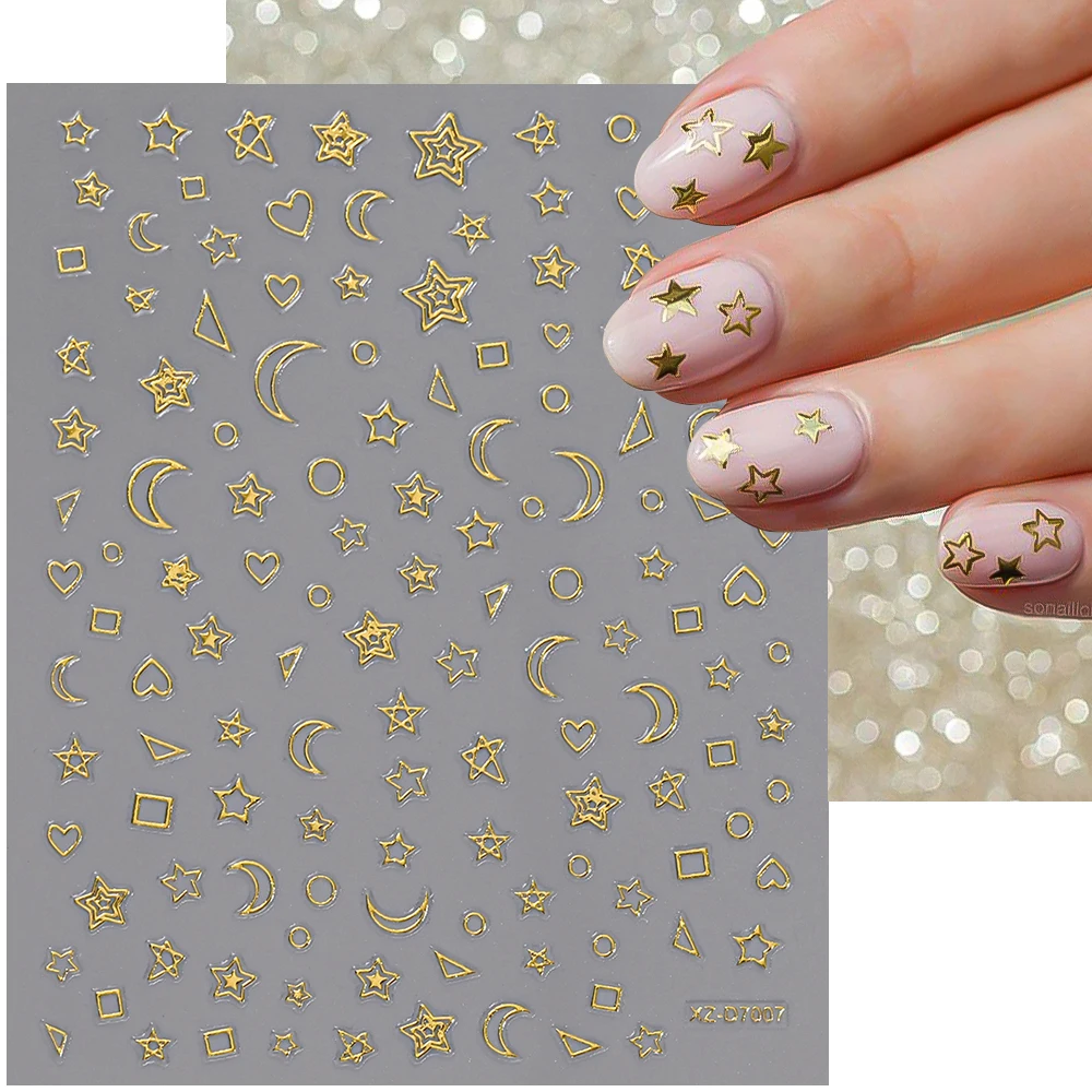 1 szt. Złote, ażurowe naklejki na paznokcie 3D w kształcie serca, złote, brązujące naklejki na paznokcie z motywem serca, metaliczny efekt, kokarda, naklejki do manicure, naklejki do owijania