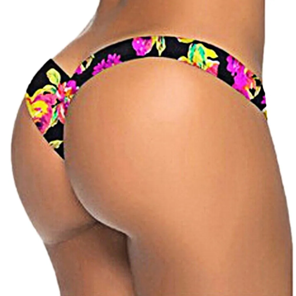 Women Brazilian Print Bikini Bottom Thong Bathing Beach Swimsuit Swimwear Summer Beach Comfortable Sexy Thong Bikini 2024 Mujer
