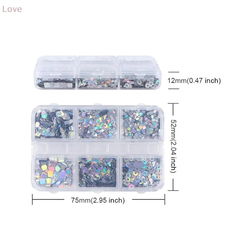 [L&P] 6 شبكات مسمار الفن زينة مانيكير لوازم تألق DIY بها بنفسك الحرفية الرجال تعزيز الليزر بريق فلاش هندسية