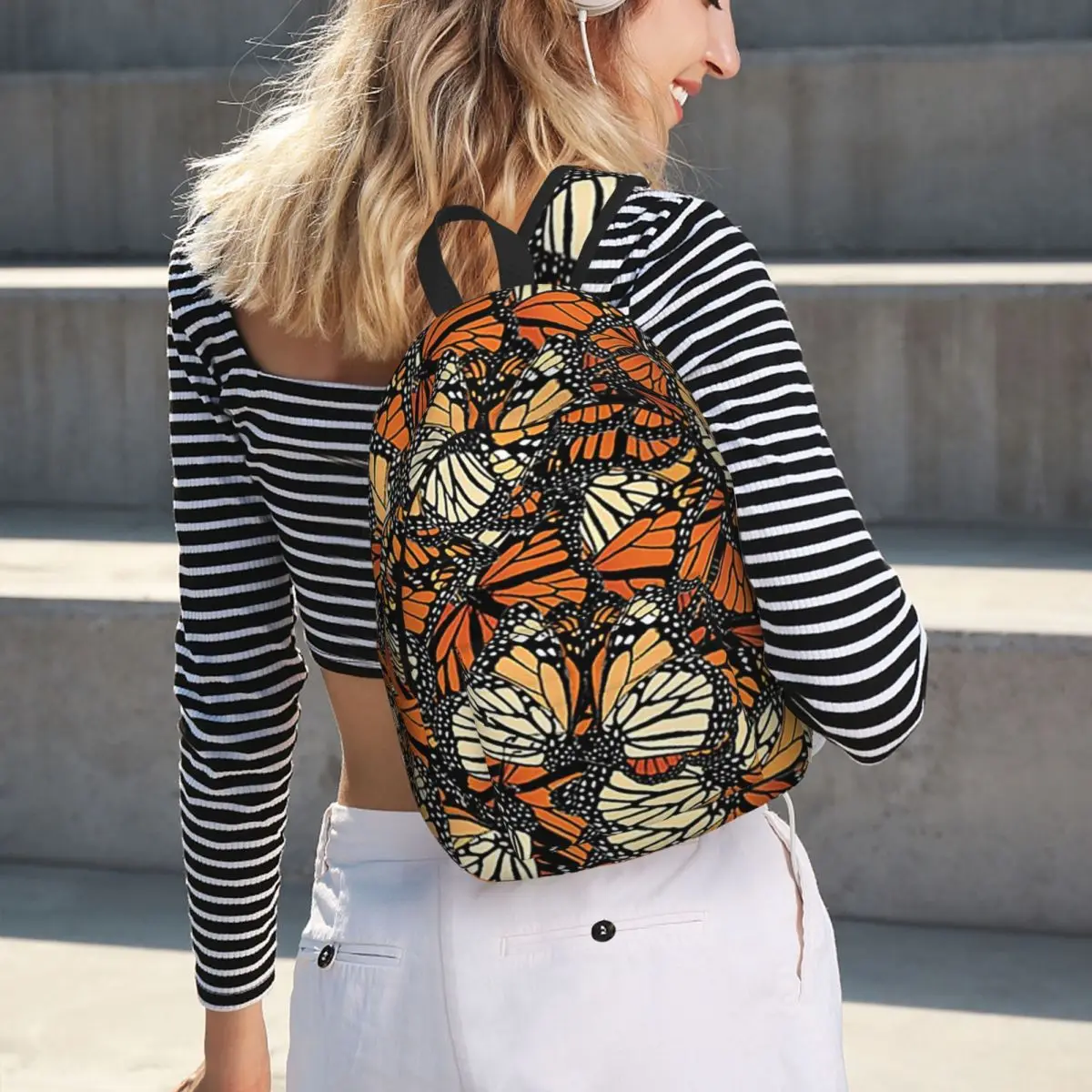 Orange Monarch Butterfly Backpack Hot Sale Daypack Large Capacity Children BookBag School Bag Shoulder Bags for Men Women
