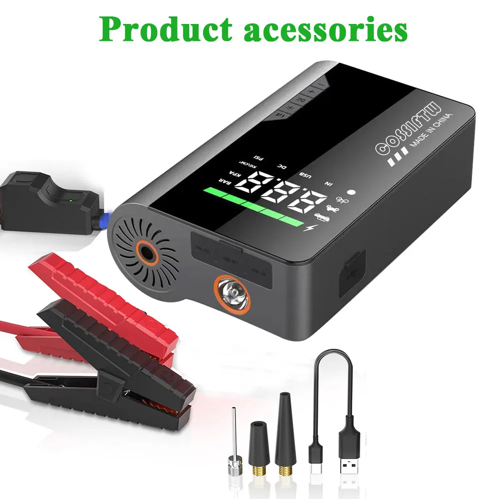 2500A Jump Starter Power Bank Starting Device Portable Charger Emergency Booster 12V Car Battery Jump Starter with air pump