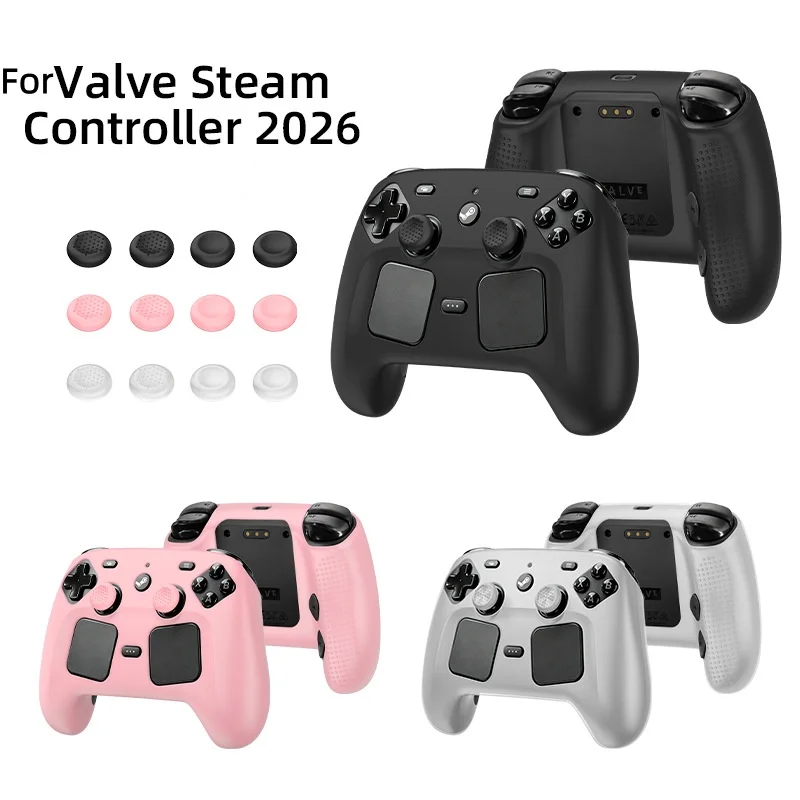 Soft Anti-Slip Silicone Cover Skins for Steam Controller 2026 Custom Protective Case with Thumb Grips for Steam Controller 2