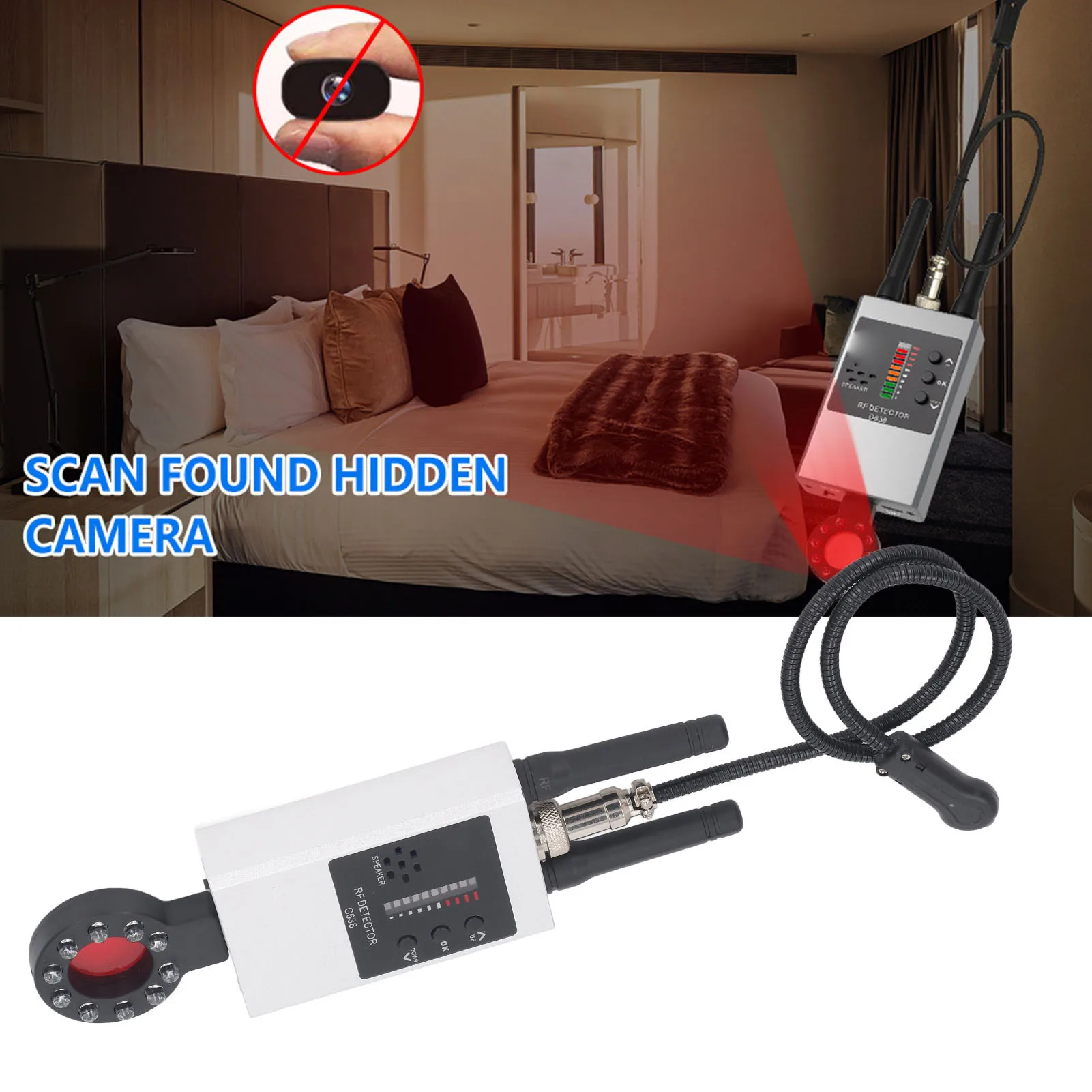 

Device Detector Anti Interference 300MHz To 2700MHz Accurate Positioning Portable Camera Detector for Home