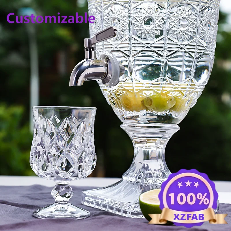 Factory Direct 2026 Cold kettle Large capacity household glass cold kettle Beverage bucket with faucet Creative design of food