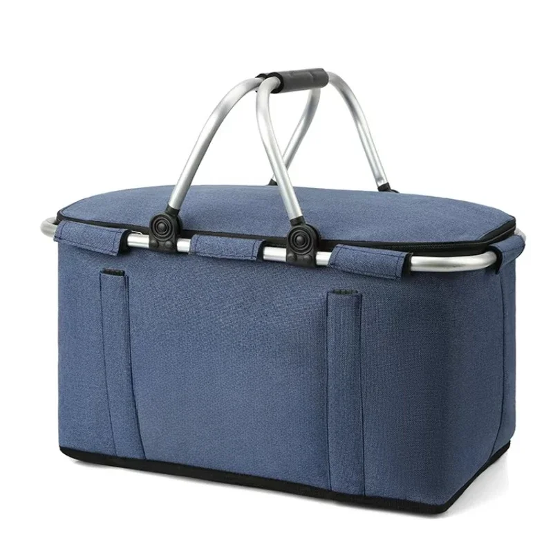 Premium Quality Fashionable Collapsible Portable Picnic Shopping Hand Basket Supermarket Style Fabric PP Basket