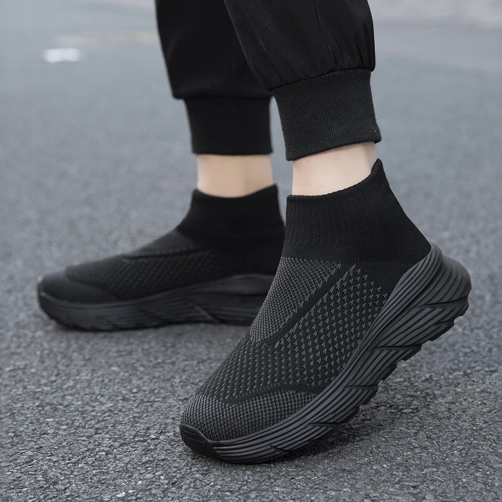 Plus Size Men's Shoes 46 Summer New Men's Breathable Knitted Shoes Leisure Sports Socks Single Shoes One Pedal Mesh Shoes
