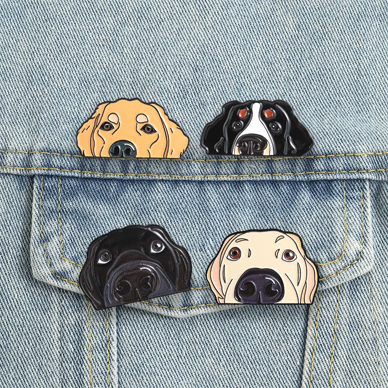 Dog Puppy Enamel Pins Labrador Golden Retriever Brooches Black Lab Lapel Badges Cute Pet Jewelry Gift for Friends