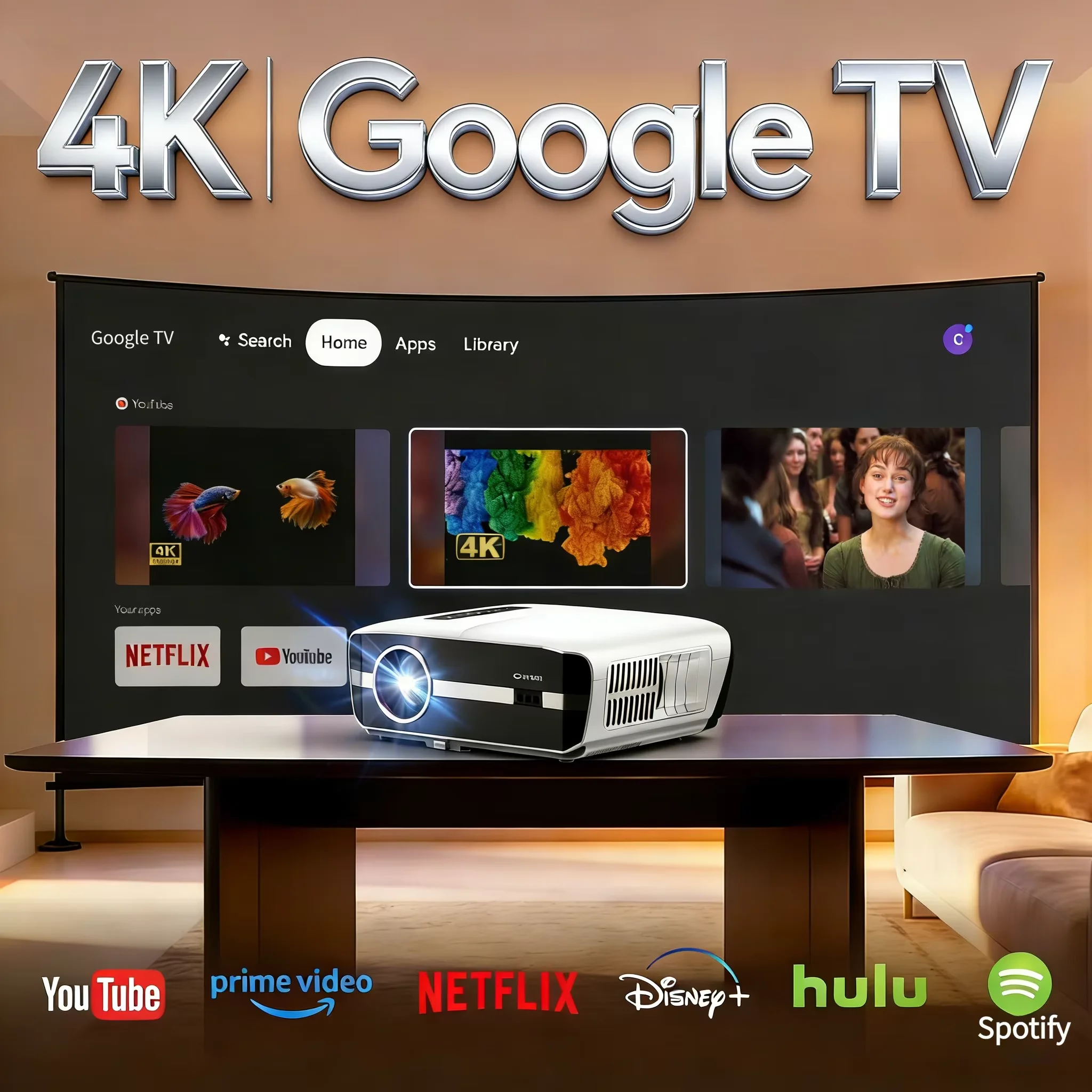 

new 4k projector Auto Focus Daylight Projector 2.4+5G wifi bluetooth TOF Dust-proof movie video Android 14 Google TV projectors