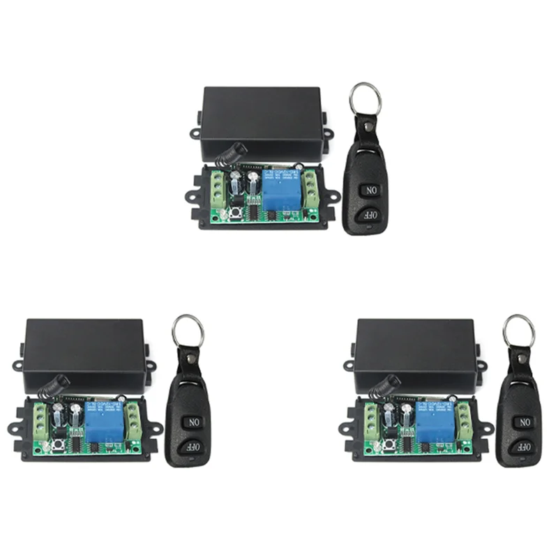 News 3X DC 12V 10A 1Ch Wireless Remote Control Switch System Receiver Transmitter 2 Buttons Waterproof Remote 433Mhz