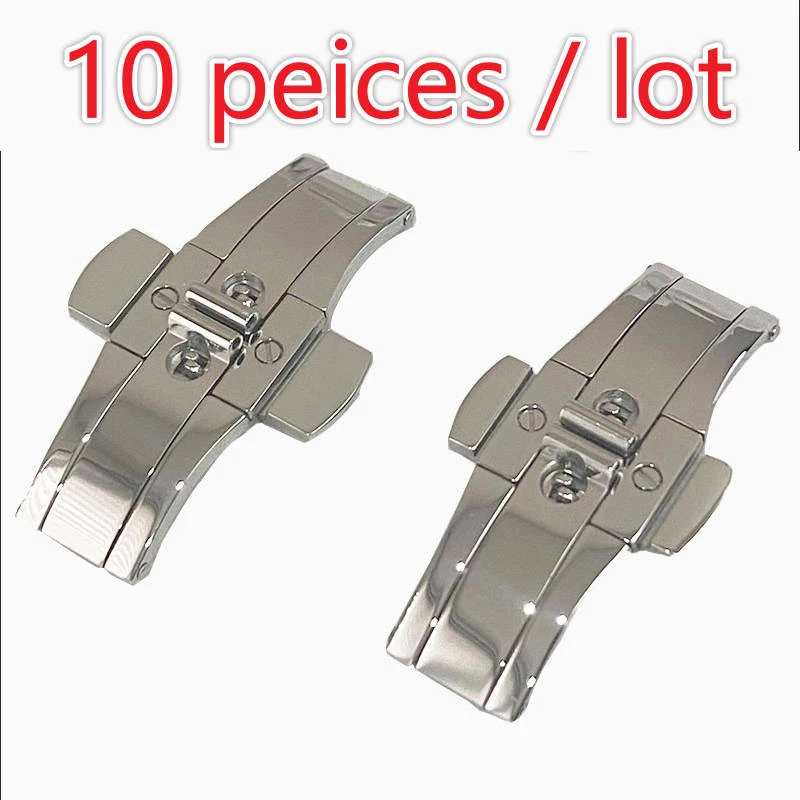 Universal Stainless Steel Watchband Replacement Parts Double Button Snap Ring Strap Folding 15-27mm Accessory for Wristwatch