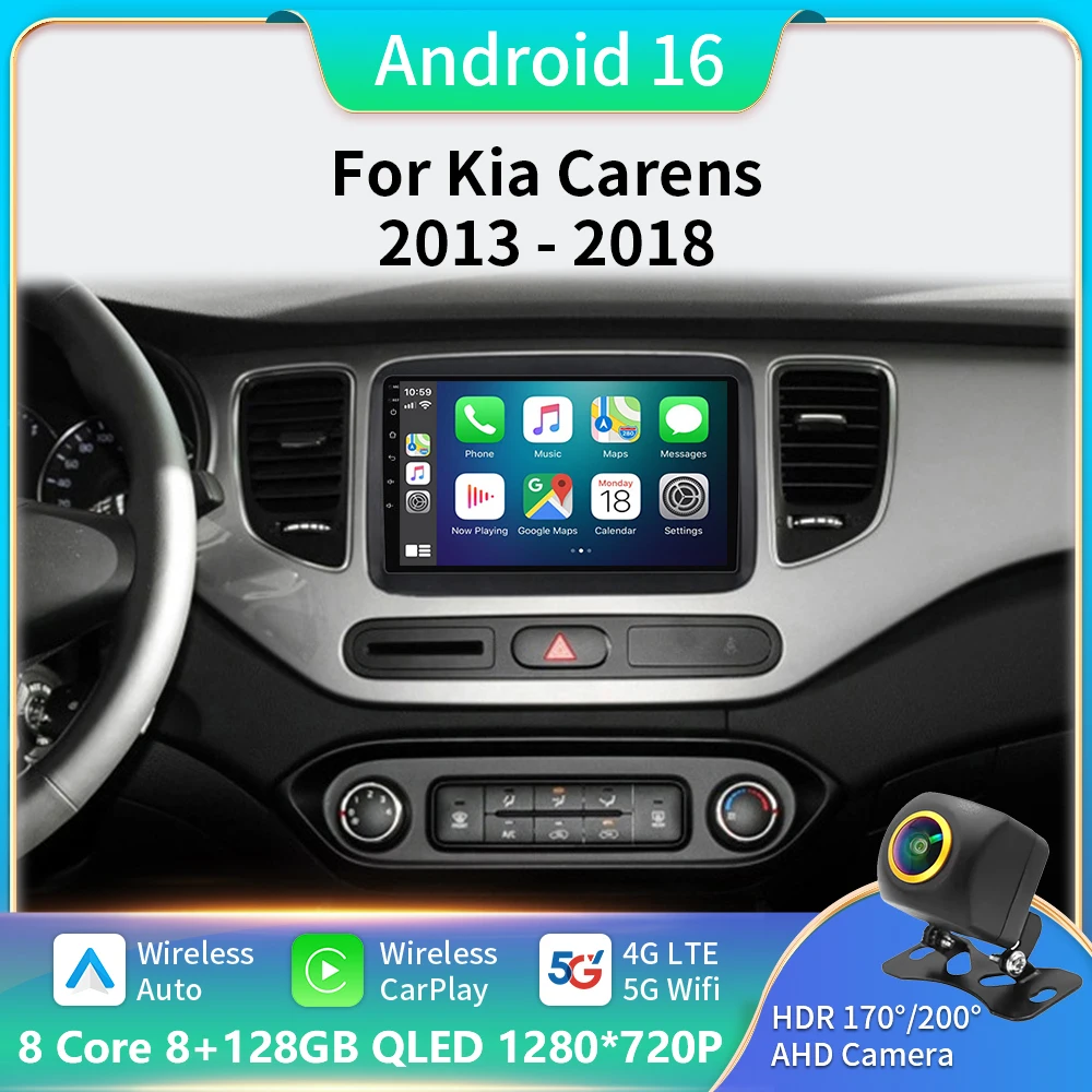 

Android 16 WIFI+4G Auto Carplay GPS For Kia Carens 2013 2014 2015 2016 2017- 2019 Car Radio Multimedia Player Navigation Stereo