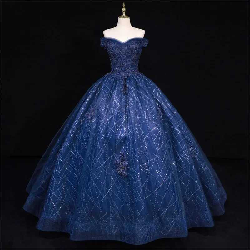 

Colorful gauze one-shoulder puffy plus-size dress for art examination performance