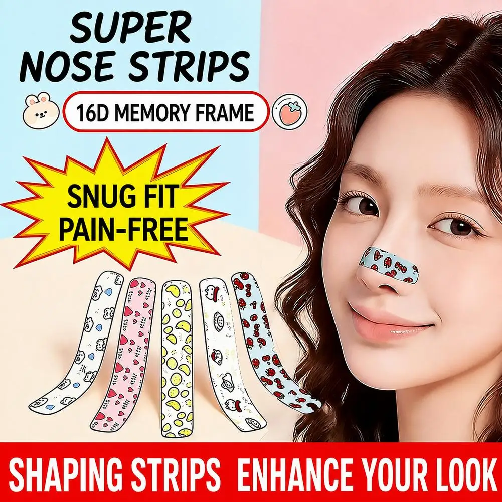 50Pcs/Box Memory Support Nose Shaping Strips Bridge Lifting Up Refined Nose Shape Nose Wings Slimming Stickers Adjustable - view 2