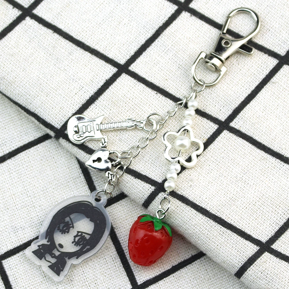 Fashion Anime NaNa Matching Phone Charm Super Cute Strawberry Keychain Y2K Jewelry Christmas Couple Gift Girls Friend