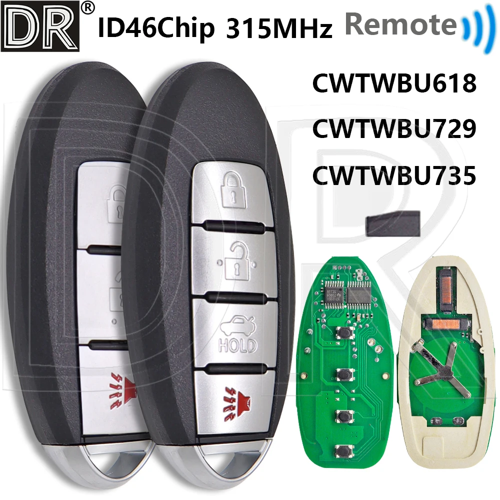 

Great 315MHz ID46 Chip CWTWBU735/729 Car Remote Key For Nissan Altima Rogue Versa Maxima Xtrail Tiida Armada Pathfinder Infinity