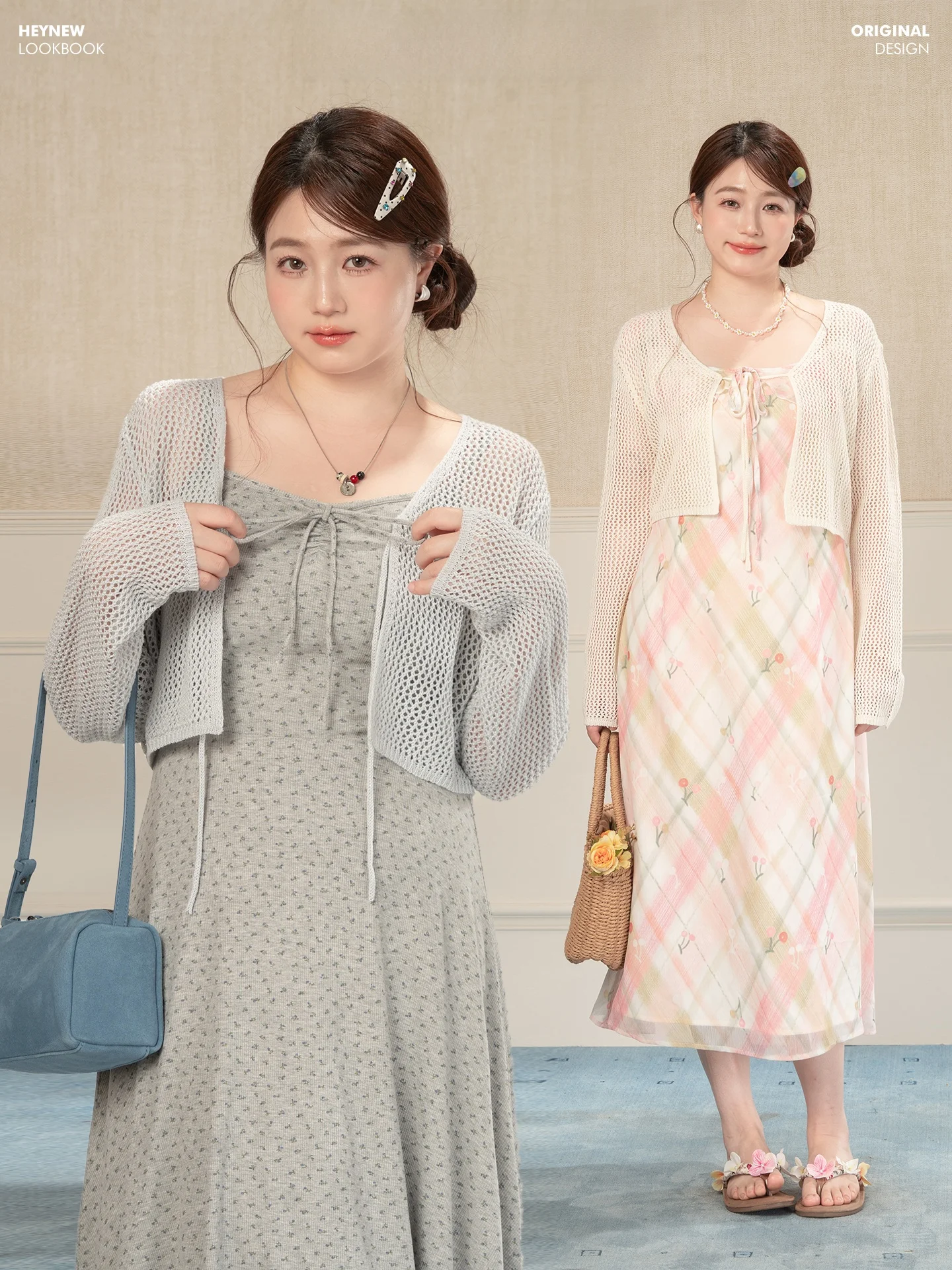 

Heynew plus Size Women's Knitted Loose Me Cover up Top Early Spring Layering Design Sense Long Sve Floral Print irt