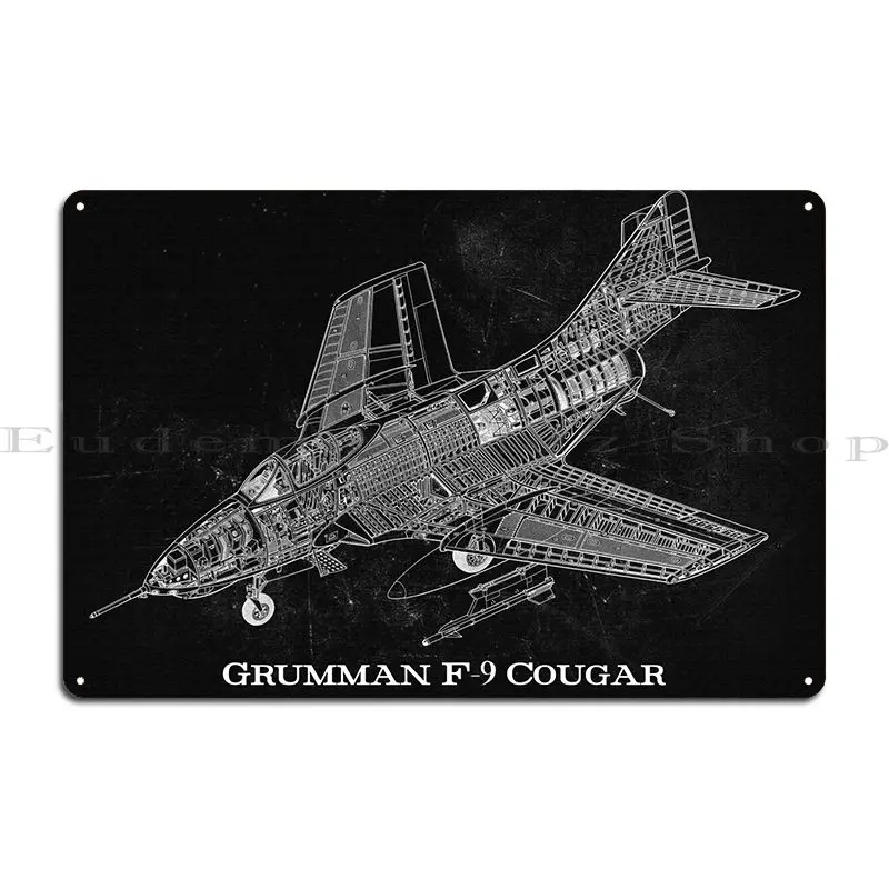 Grumman F9 Cougar Metal Plaque Poster Party Party Plates Wall Mural Create Wall Cave Tin Sign Poster