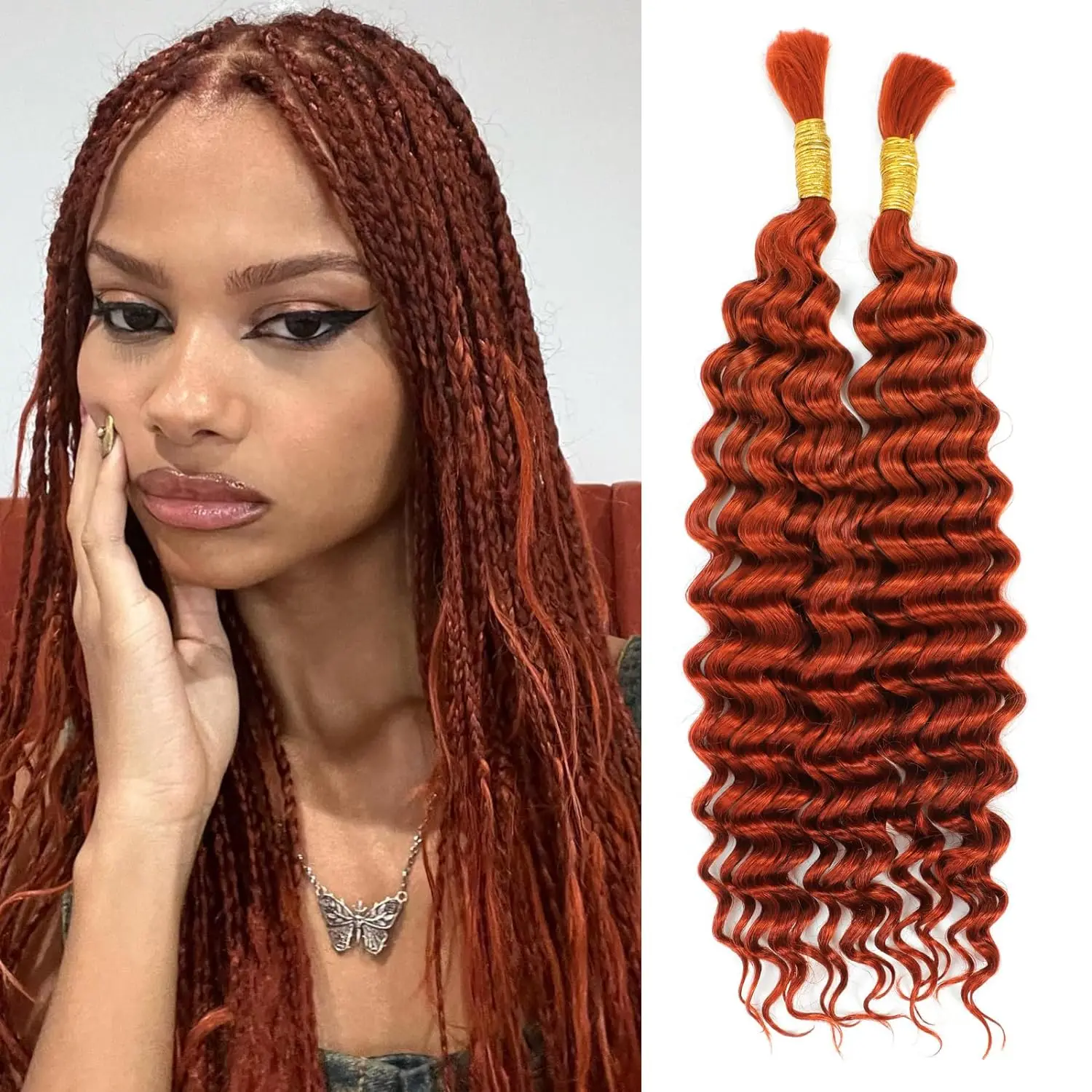 Extensão em massa de cabelo humano para mulheres africanas, profundamente encaracolado, cabelo virgem, tecelagem, sem trama, trança, 16-28 em