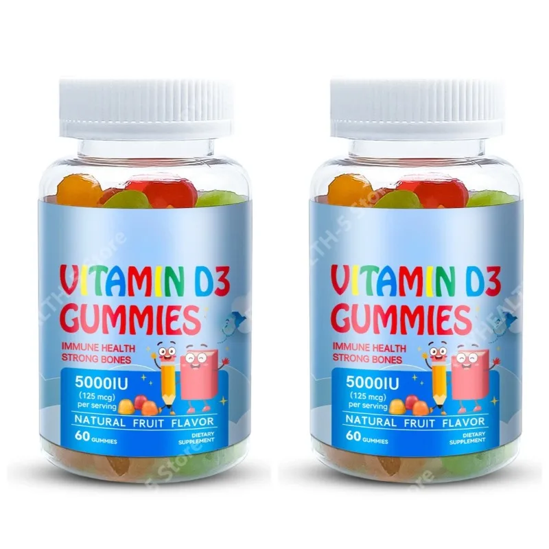

Vitamin D3 Gummies Vitamin Supplements Immune Health and Strong Bones Health Food 60count Gummies