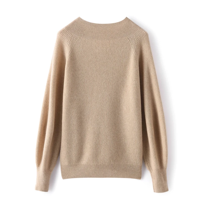 2022 Autumn/Winter Women\'s 100% Pure Cashmere Sweater Knitted Pullovers V-Neck Loose Coat Lady\'s Grade Up Soft Warm Jumper Tops