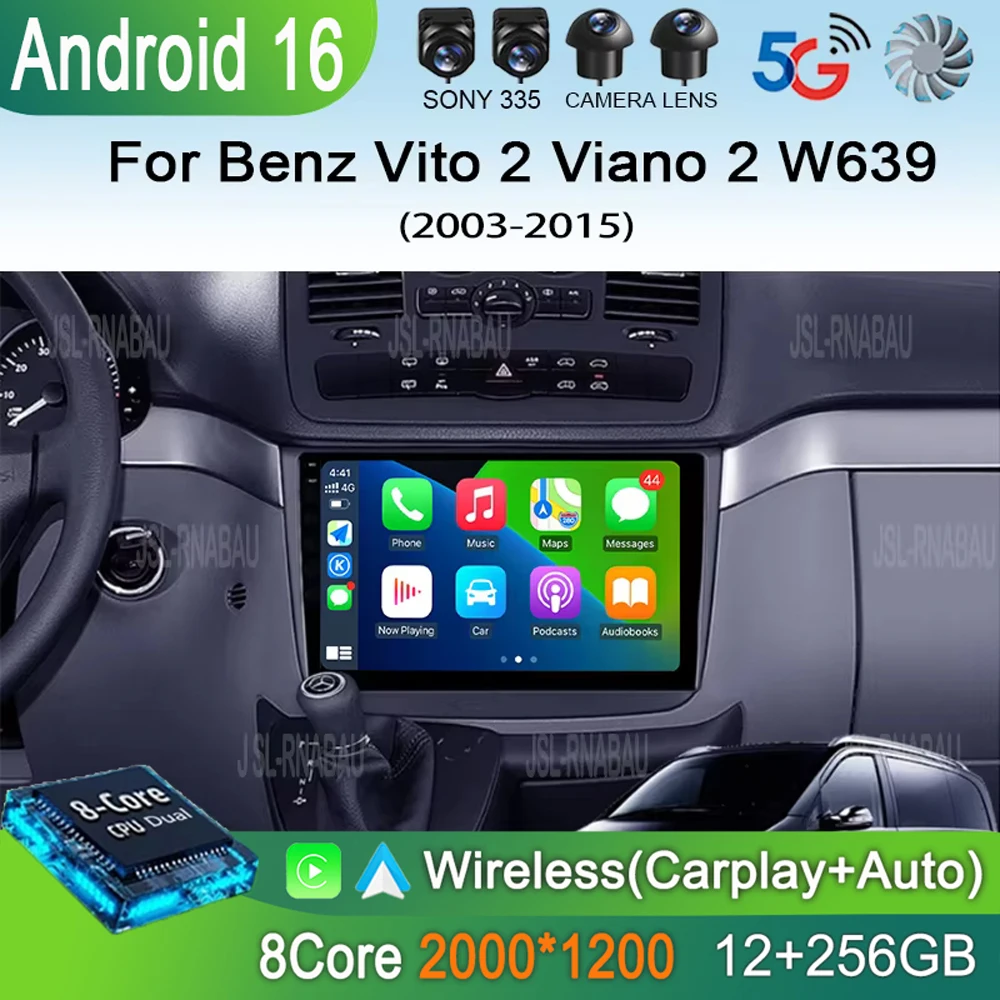 

Android 16 For Benz Vito 2 Viano 2 W639 2003-2015 2K QLED Android Car Radio Multimedia Video Player GPS stereo CarPlay Head Unit