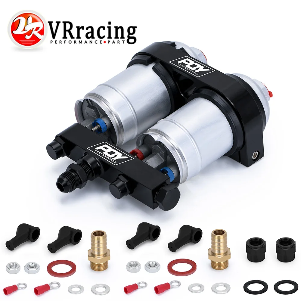 VR - One PC Double Hole Fuel Pump Bracket with PQY Logo + Two Pieces 044 Fuel Pump 300LPH VR-LD2642+FPB044