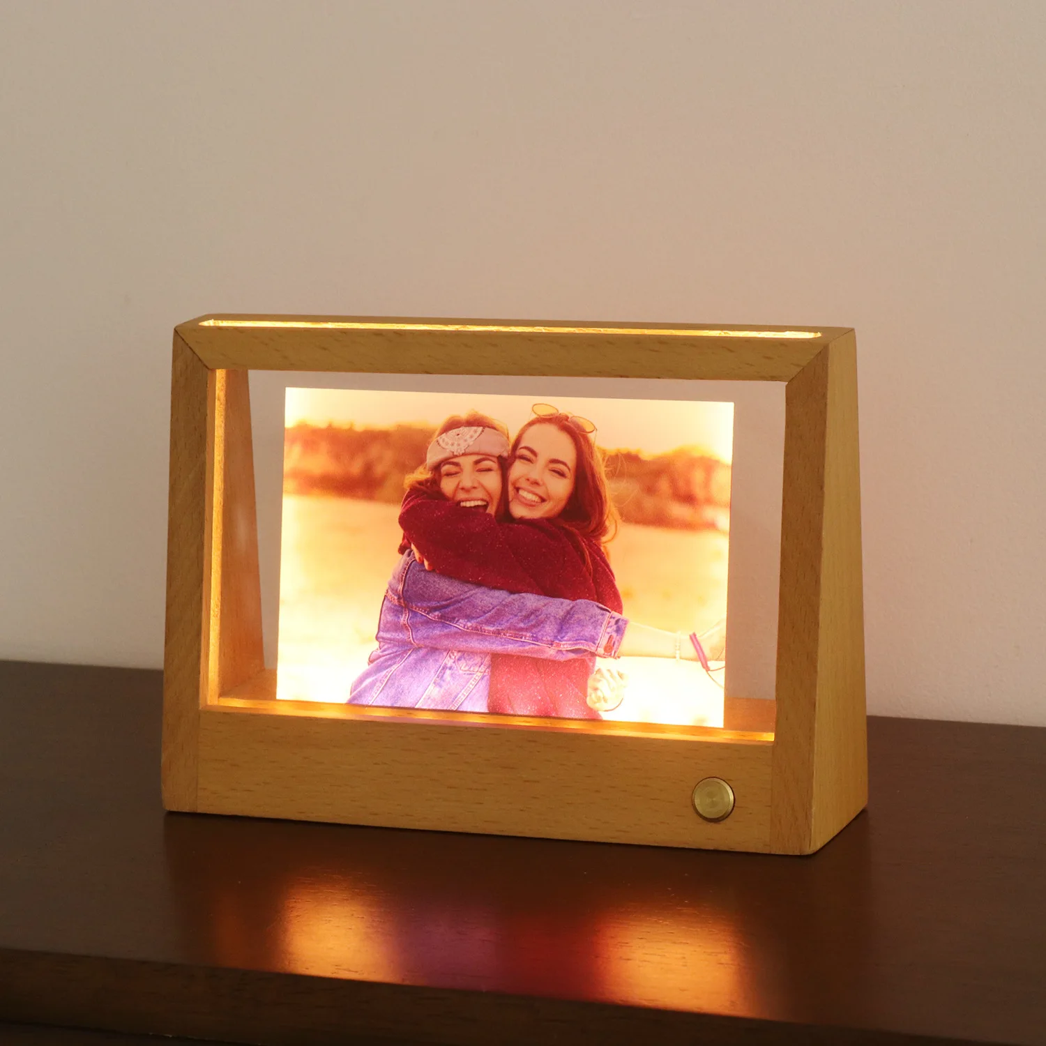 Beech Diy Photo Creative Usb Charging Touch Beech Photo Frame Photo Frame Family Couple Night Light