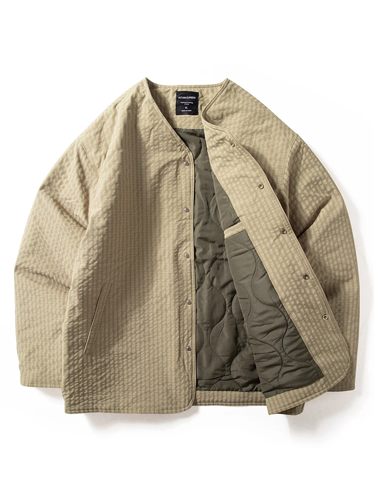 

Retro Japanese Sle Loose Fit Casual Plaid Cotton Jaet Men's Outerwear Autumn Winter New Arrival Warm Button up Coat