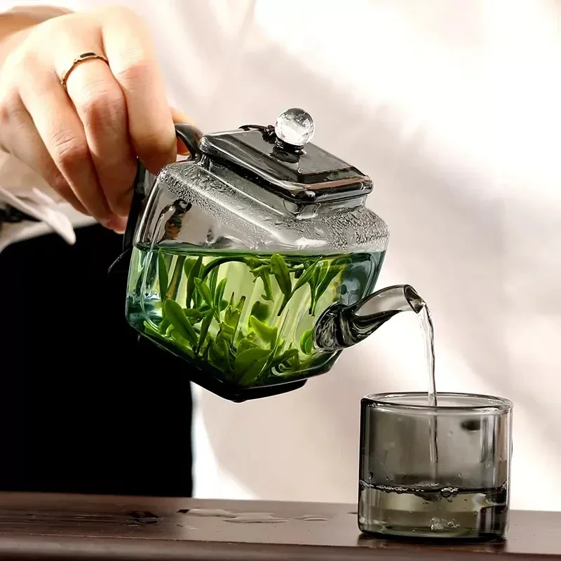 

240ml Square Shape Small Capacity Heat-resistance Glass Tea pot Flower Puer Kung Fu Teapots Tea Maker Tea Set Teaware