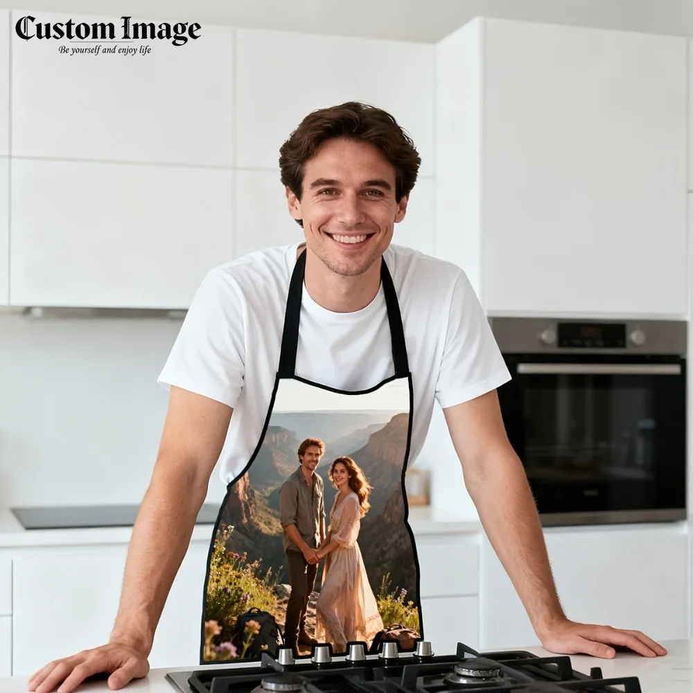 

Personalized Custom Text Photo Apron 1Pc, 2D Printing, Multipurpose for Cooking, Painting & Cleaning