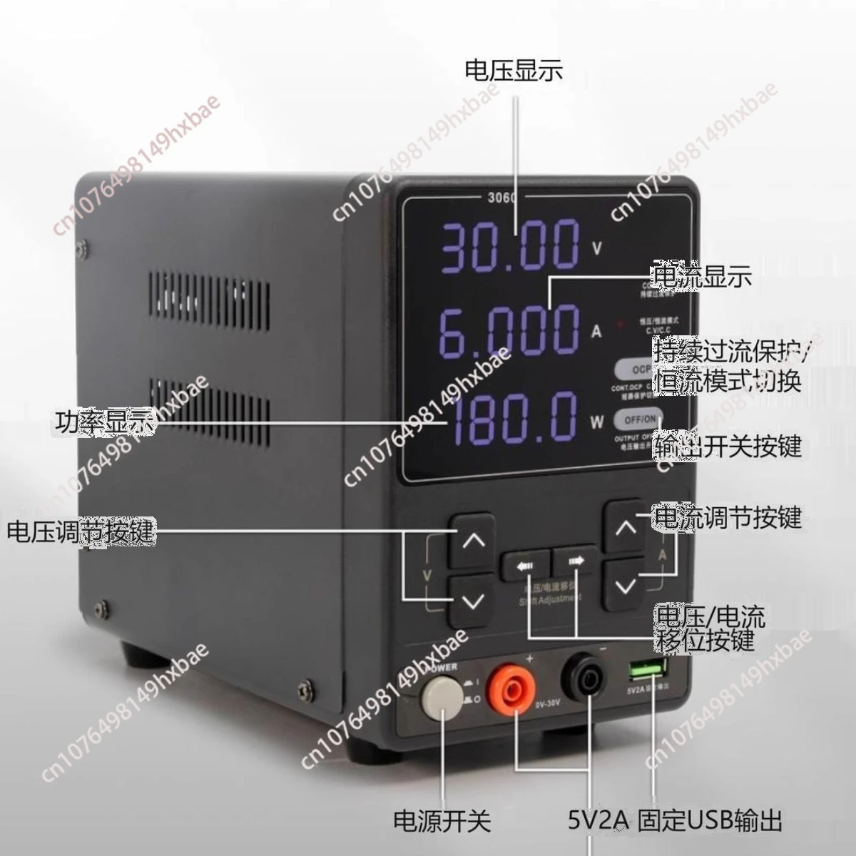 3060 Power Supply 30V 6A 180W High-Power for Mobile Phones Maintenance DC Ammeter Burning Machine Short Circuit Repair tools