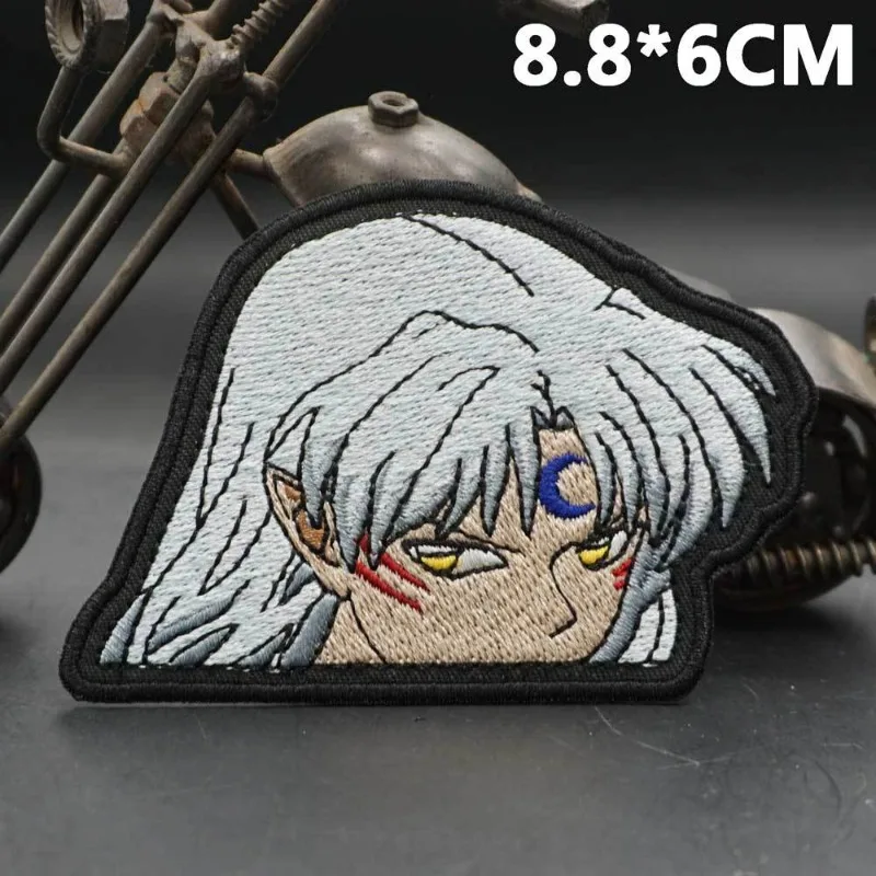 إينوياشا القماش ملصق الإبداعية عالية القيمة أنيمي التطريز الفيلكرو الملابس السراويل التصحيح زوجين حقيبة مدرسية شارة الديكور