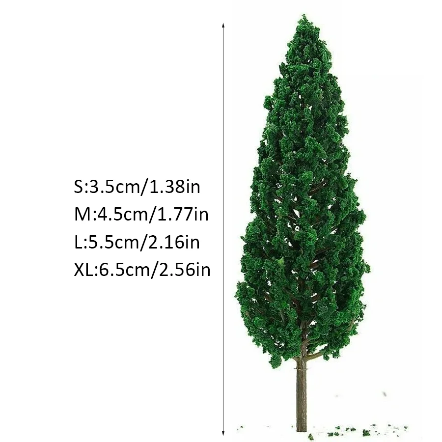 20pcs Mini Model Trees Diorama Scenery Building Kit, Multiple Size Artificial Green Trees for Railway Layout, Sand Table XJM