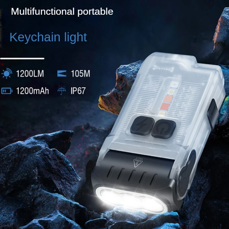 V15-小型の強力なLED懐中電灯,充電式キーホルダー,ポータブル,使いやすい,10モード,白