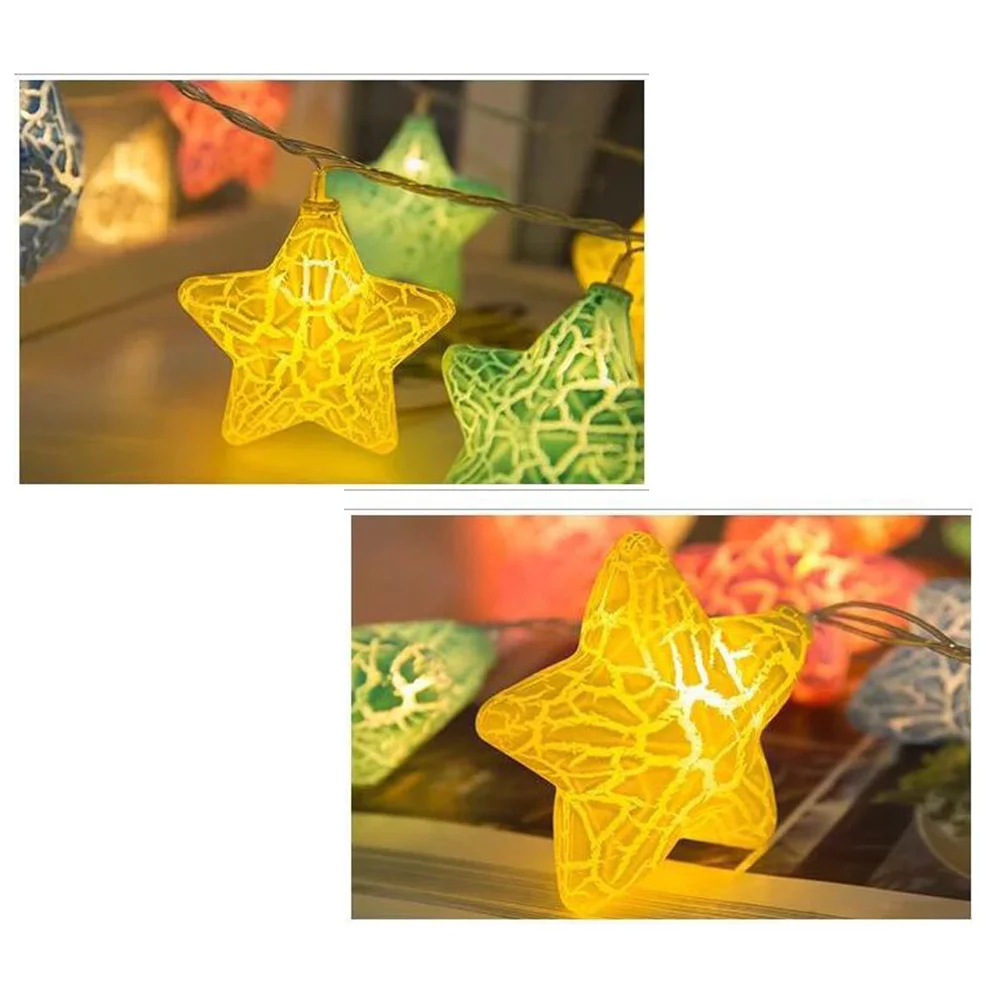

Cracked Star Shape 1.6M Led Fairy For Home Garden Party Decor Warm White Garden Party Lights String Lamp Star String